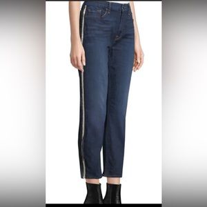 J E N 7 Jeans For All Mankind Crystal-stripe Crop Straight/leg Size 4  NEW